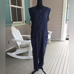 Navy jump suit.